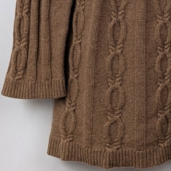 Ann Taylor Loft Cardigan Sweater Cable Knit Cashmere Blend Button Front Brown M - Picture 3 of 10